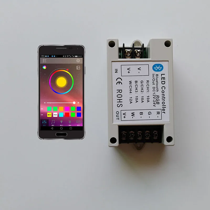 

12V-24V High-Power Mobile Phone Bluetooth APP Remote Control RGB Controller Low Voltage Lamp Bluetooth LED Controller