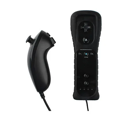 Для геймпад для Nintendo Wii 2 в 1 комплект беспроводной Bluetooth Джойстик пульт дистанционного управления синхронизация джойстик левая рука+ Nunchuck - Color: black