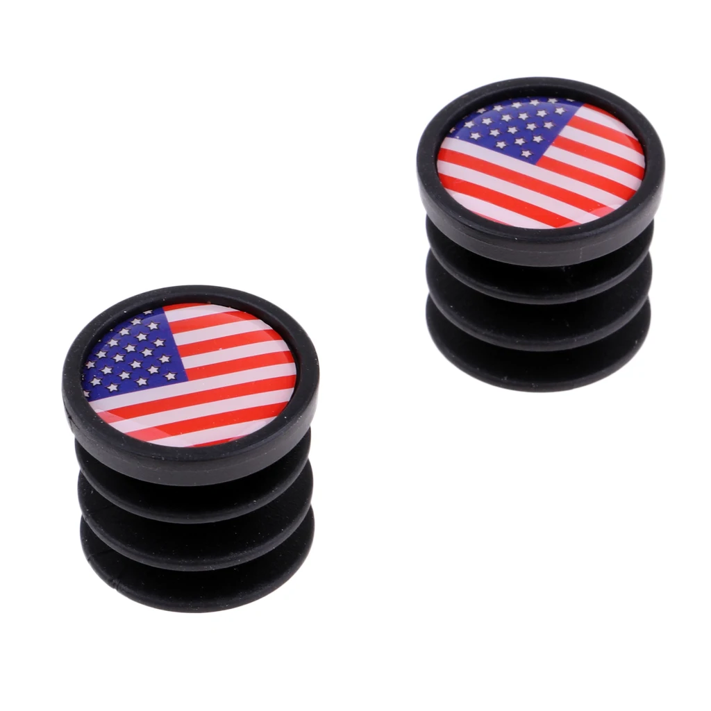 1 Pair Bicycle National Flag Handlebar End Plugs For MTB Mountain Road Bike Bicycle Grips Parts - 22mm Dia