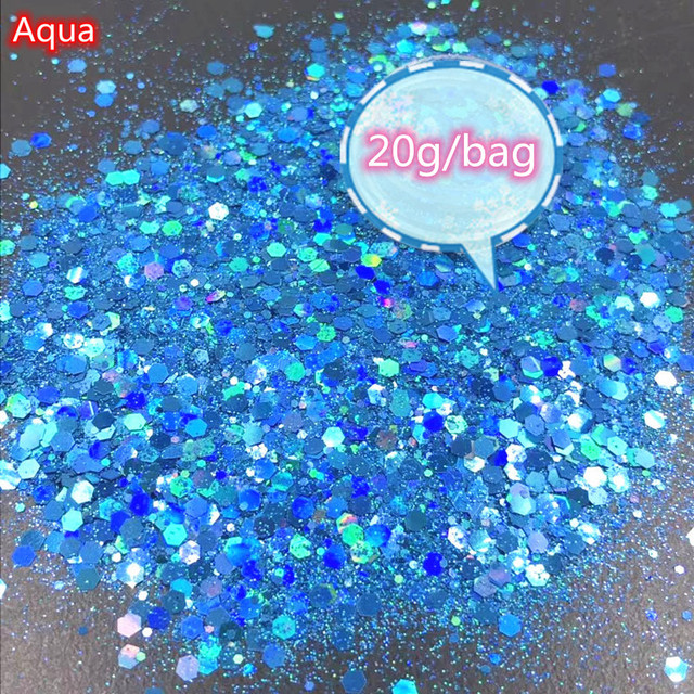 Laser Hexagon Holographic Chunky Glitter Nail Tips Glitter Powder Mermaid  Flakes Sparkly Glitter Resin Crystal mud