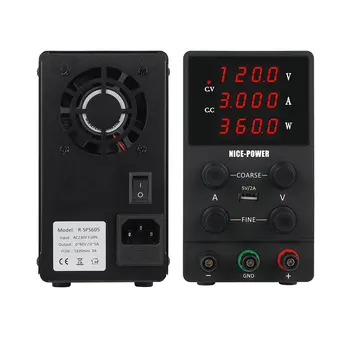 

USB DC Laboratory 120V 3A Regulated Lab Power Supply Adjustable Digital Display Voltage Stabilizer Switching Bench Source