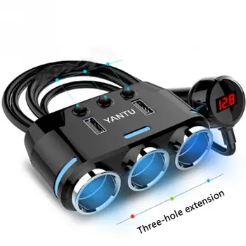 

Multi-function Auto Socket Cigarette Lighter Quick Charge 3 Way 12-24V Car Charger Dual USB DC 12 to 24V