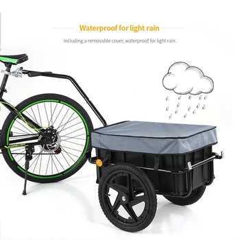 

iKayaa Bike Cargo Trailer Hand Wagon Bicycle Luggage Storage Trailer Cart Carrier w/ Removable Transportation Box & Cover