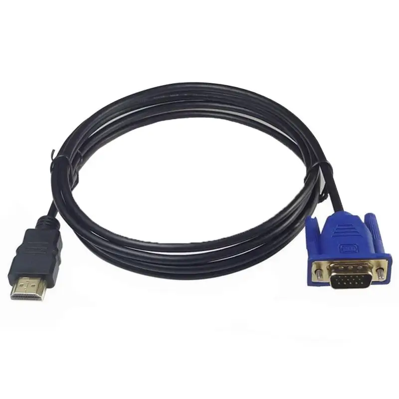 1.8M 1080P HDMI-compatible to 15 Pin VGA HDMI-compatible Adapter with audio Cable PVC cable HDTV H1N6 Converter DVD PC E6B7