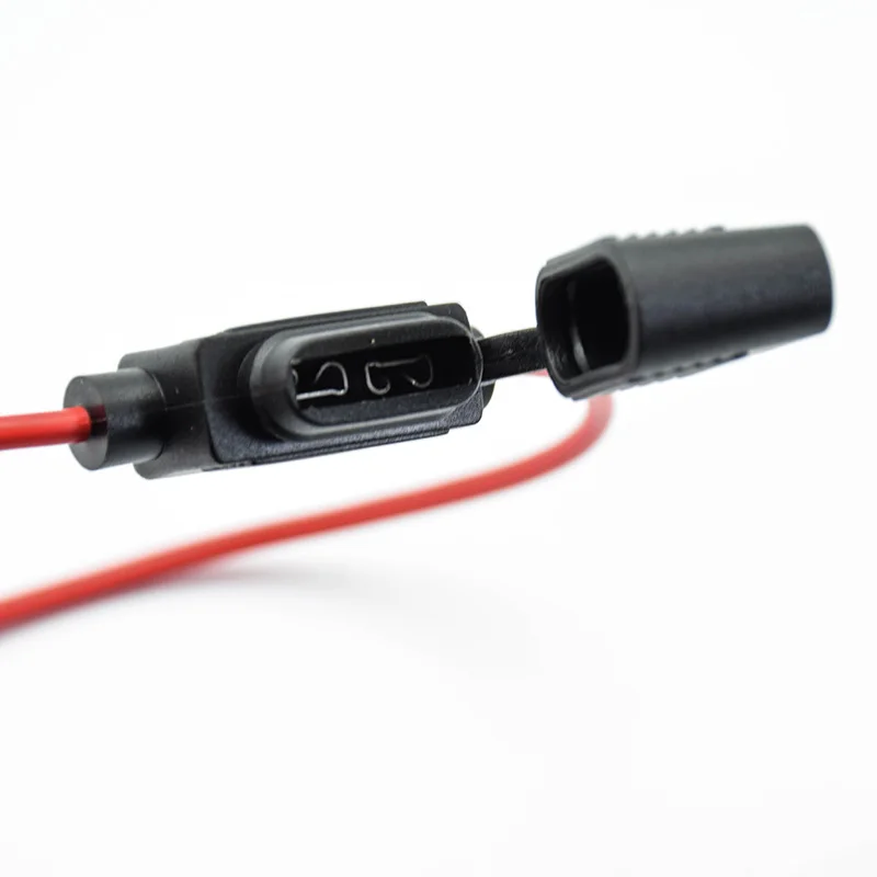 red Waterproof Power Socket Small Blade Type inline InLine Fuse Holders with 10A Fuse auto Car Replacement Fuses length 16AWG