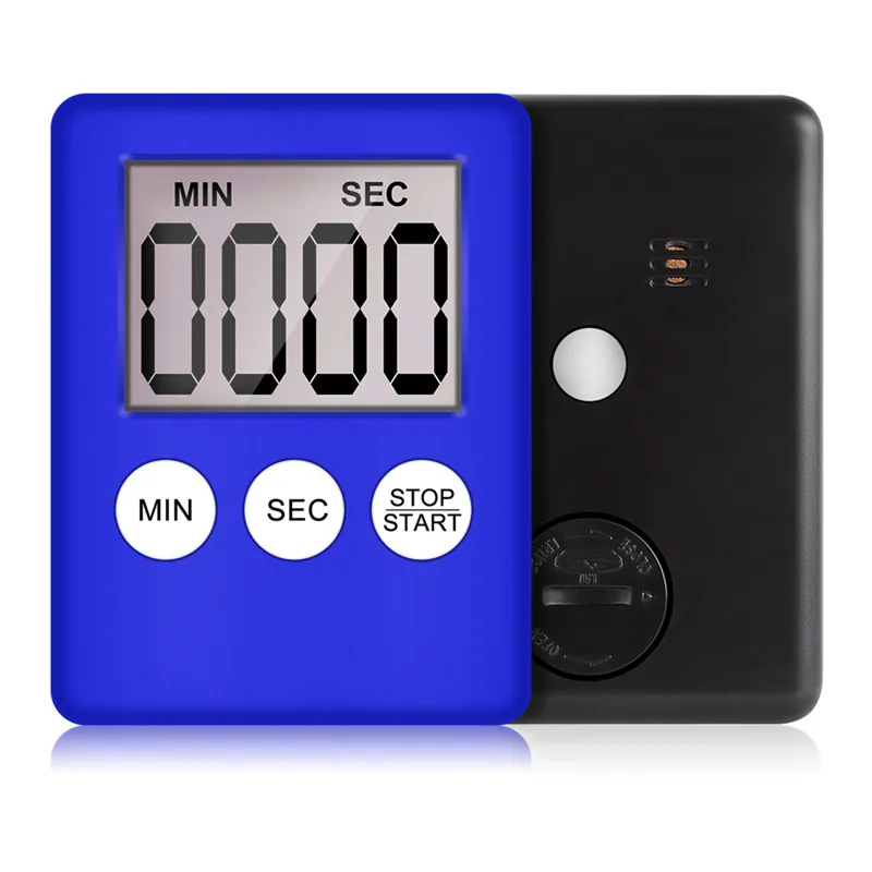 8 Colors Super Thin LCD Digital Screen Kitchen Timer Square Cooking Count Up Countdown Alarm Sleep Stopwatch Clock dropship - Цвет: Синий