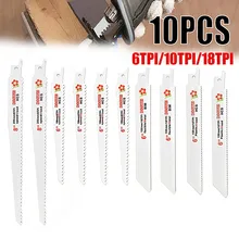 10 pçs 6  "8 " reciprocating viu lâminas conjunto de lâminas de tubulação de folha de metal de madeira 6t 10t 18t para corte de madeira metal pvc tubo ferramentas elétricas