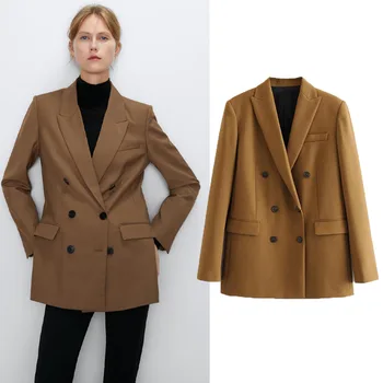 

Fashion Autumn Women Solid Blazers and Jackets Work Office Lady Suit Slim Double Breasted Business Female Blazer Coat Talever
