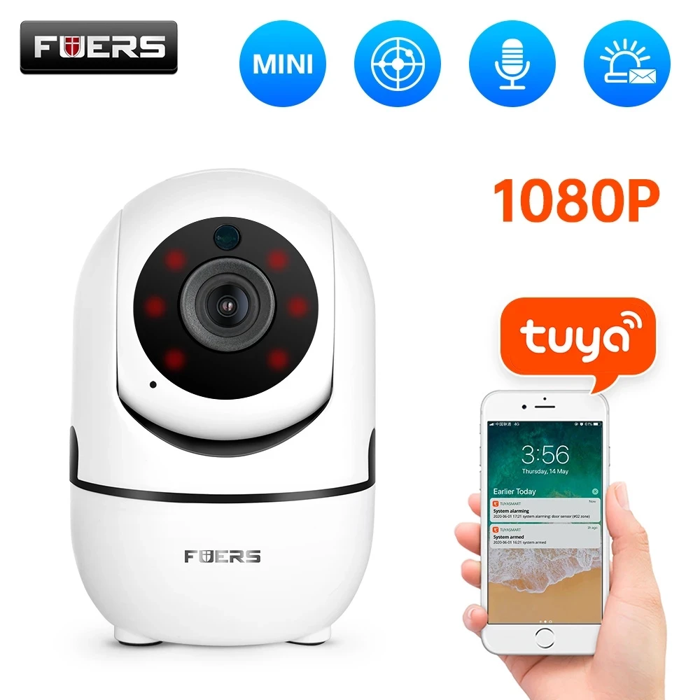 Fuers - Tuya Cámara IP Inalámbrica de Vigilancia Inteligente, Seguimiento Automático, para el Interior del Hogar, con WiFi, Monitor de Bebé, 1080P