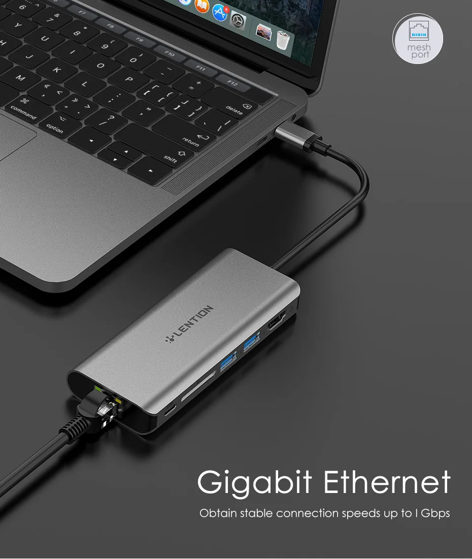 USB C цифровой AV многопортовый концентратор с 4K HDMI, 2 USB 3,0, кардридер, type C зарядка, гигабитный Ethernet адаптер для MacBook Pro