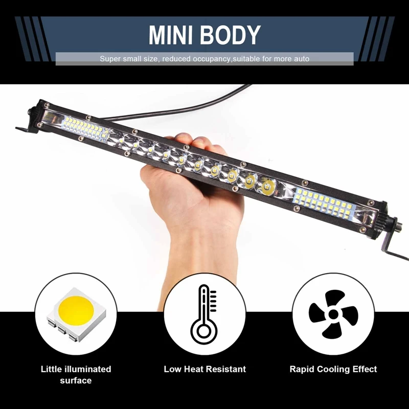 

Lcyonger Led Light Bar Single Row Led Light Bar Spot Flood Driving Off Road Light Bar LED Work Light for Truck ATV UTV SUV