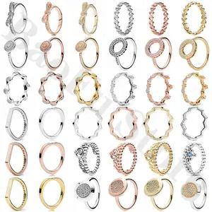 Подлинное 925 пробы Серебряное кольцо, классика, Корона элегантный геометрический кольцо подходит для оригинальные женские изысканные ювел...