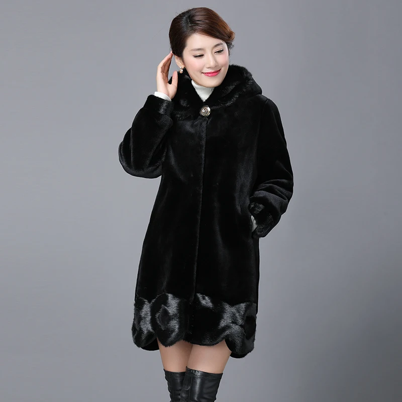 

Новинка, зимнее пальто из норки, Женская ровная шапка, Длинная черная теплая шапка из натурального меха норки для самостоятельного выращивания, 2020