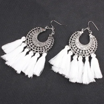 

New 10 Colors New Bohemian Retro Long Tassel Earrings Vintage Exaggerated Dangle Earrings For Women Statement fashion Jewelry