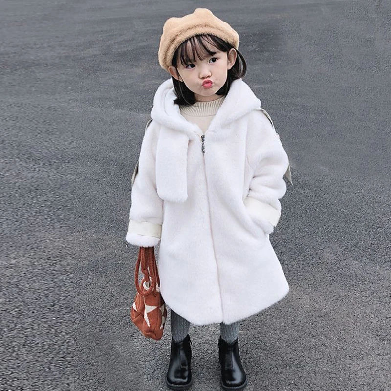 Г. Элегантная модная детская зимняя куртка зимнее пальто для девочек детское теплое длинное пуховое пальто с меховым воротником и капюшоном для От 2 до 10 лет-подростков - Цвет: white