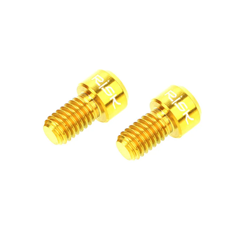 Gold Риск 2 шт. M6x10mm велосипедный тормоз провода крепления болты титановые велосипед Внутренний кабель нажимной винт MTB тормоза дорожного велосипеда линия Болт Винты - Цвет: Gold