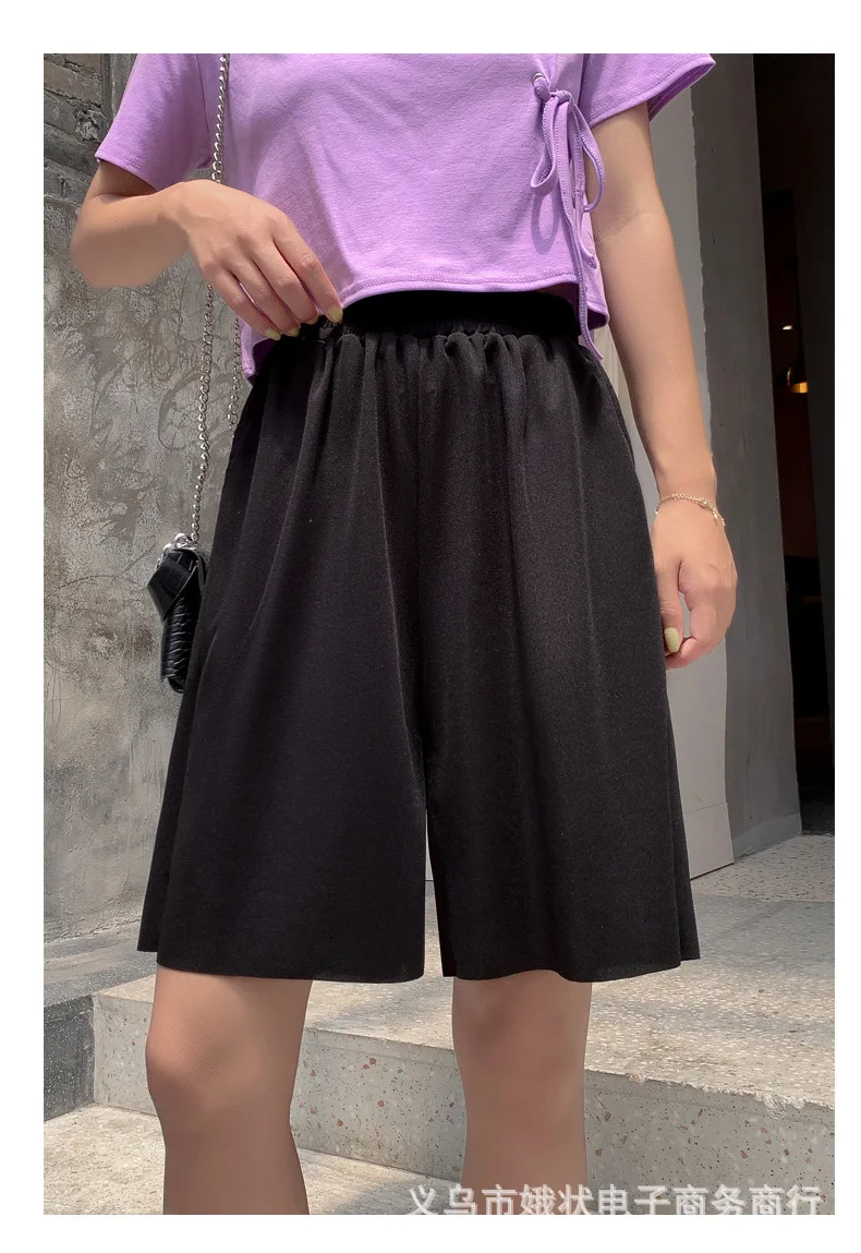 2021 New Summer Ice Silk Middle Pants Grey Black White Comfortable Breathable Shorts for Woman Casual Pants Clothes Wholesale corduroy pants