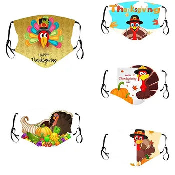 

5PC Macka Mascarilla Desechable Adult Thanksgiving Day Printing Face Ear Loop Masks Reusable Headband Masque Jetable Einwegmaske