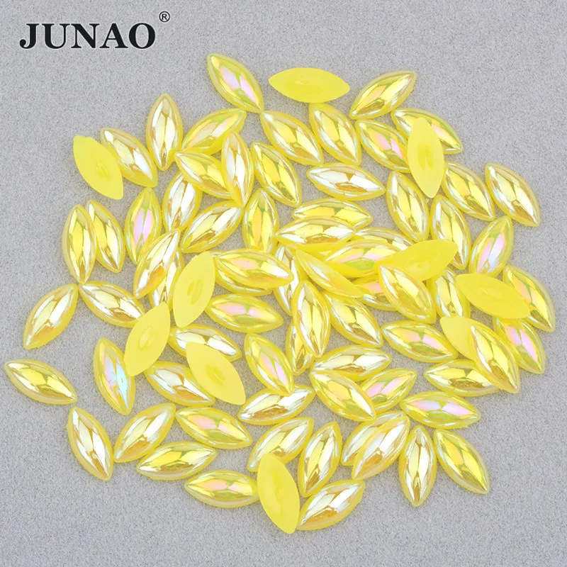 JUNAO 5*10 мм 7*15 цитрин AB с плоской задней стороной имитация жемчуга наклейки