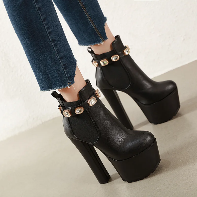 

Lolita Boots Winter Shoes Women Booties Ladies Bootee Woman 2019 Luxury Designer Round Toe Autumn Rubber Rock Fashion High Heel