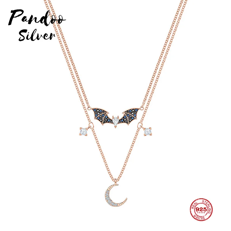

Fashion Charm Pure 925 Silver Original 1:1 Copy, Mysterious Wings Moon Stacking Personality Necklace Female Luxury Jewelry Gifts