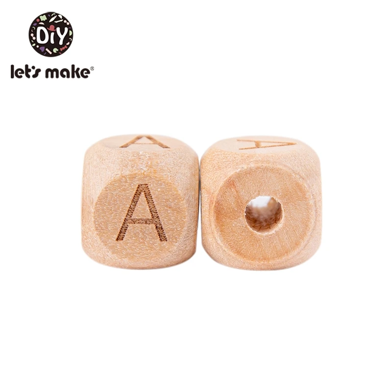 Let'S Make Wooden Beads For Rattles 500Pc Square Beech Wood Alphat English Letter Beads Baby Toys Diy Handmaking Wooden Teether
