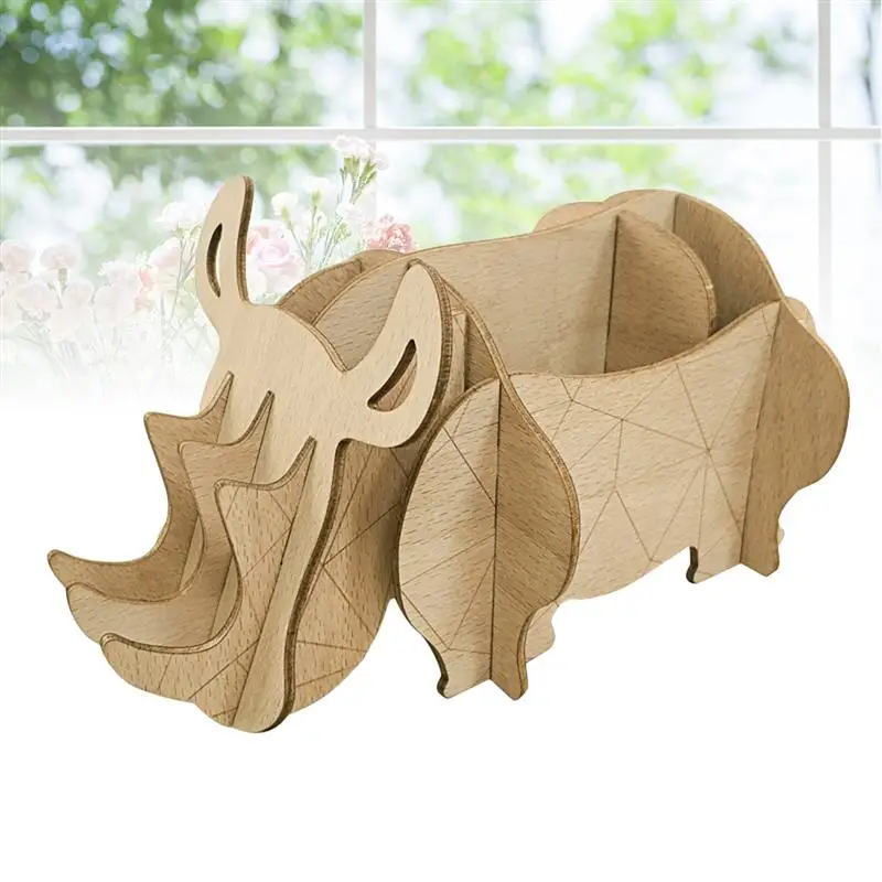 Маска 3D головоломка DIY игрушки креативная игрушка в форме носорога деревянный держатель для телефона деревянная игрушка DIY игрушки для карандашей держатель для телефона дети