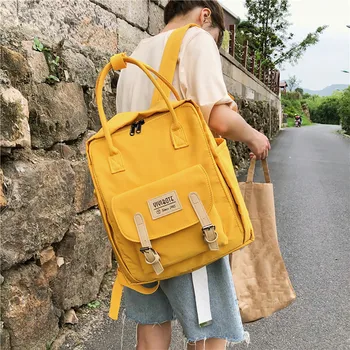 

ISHOWTIENDA Fashion Women Backpacks Nylon Solid Color Capacity Student Backpack Travel Couple cute backpacks high school#g20