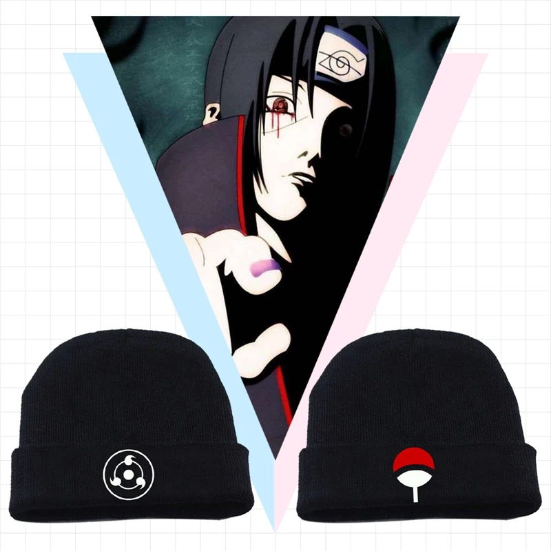 

Naruto Anime Sasuke Hat Uchiha Itachi Konoha Logo Beanie Hats