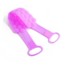 Силиконовый двухсторонний скруббер для спины, массажный ремешок для душа, средство для мытья спины, инструменты для чистки ванны, цвет отправляется случайным образом