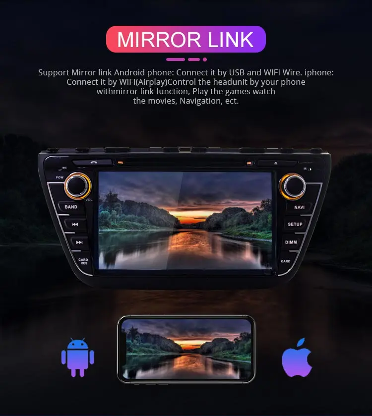 Top Besina Android 9.0 Car DVD Player For Suzuki SX4 S-Cross 2013-2016 Multimedia GPS Navigation WIFI 2 Din Car Radio 64G Stereo IPS 7