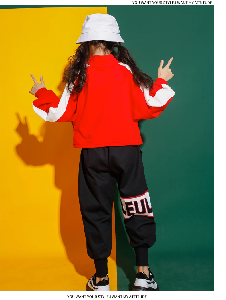 Hip Hop Dance Costumes Kids Red High Neck Long Sleeve Jacket Pants Children Street Clothes Boys Jazz Wear Performer Stage Outfit (13)