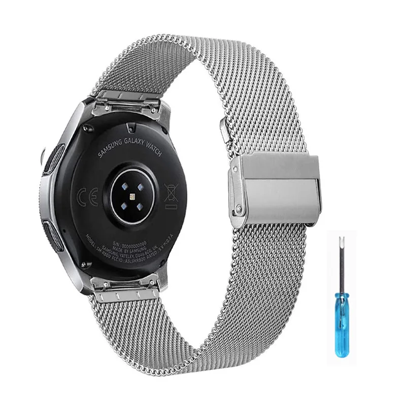 20mm, 22mm, correa para Samsung Galaxy ver 46mm 42mm Milanese de banda de reloj para Samsung activo 2 DE S3 frontera pulsera