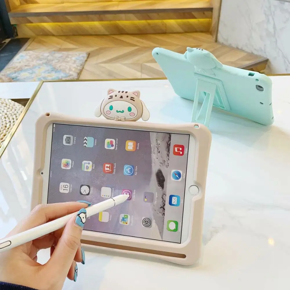 Чехол для планшета для IPad 6 Air 2, 9,7 дюймов, мультяшный детский безопасный нетоксичный силиконовый чехол с подставкой, ударопрочный чехол для всего тела, чехол+ ручка