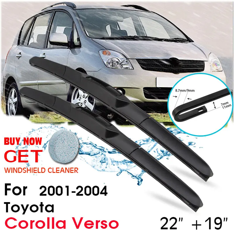 

Car Wiper Blade Front Window Windshield Rubber Silicon Refill Wipers For Toyota Corolla Verso 2001-2004 LHD / RHD 22"+19"