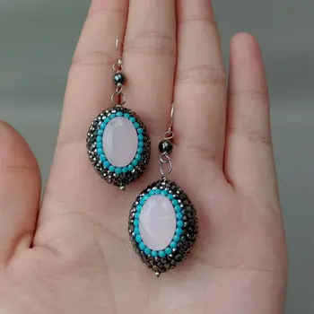 

Hematite Pink Crystal Black Macarsite Silver Hook Earrings