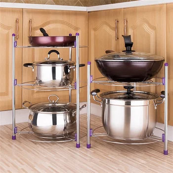 

Multi-layer Adjustable Metal Kitchen Shelf Creative Portable Space Saving Basin Pot Combinatorial Durable Sundry Storage Holders