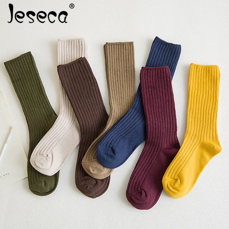 Новые модные женские чулки Jeseca хлопковые толстые осенне зимние свободного