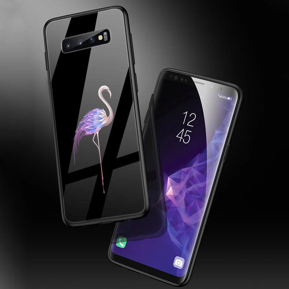 

Glass Cases for Samsung Galaxy S10 S10e S9 S8 S7 Note 10 9 8 A30 A40 A50 A70 A6 A7 A8 A9 J4 J6 J7 Plus 2018 Prime Cover Flamingo