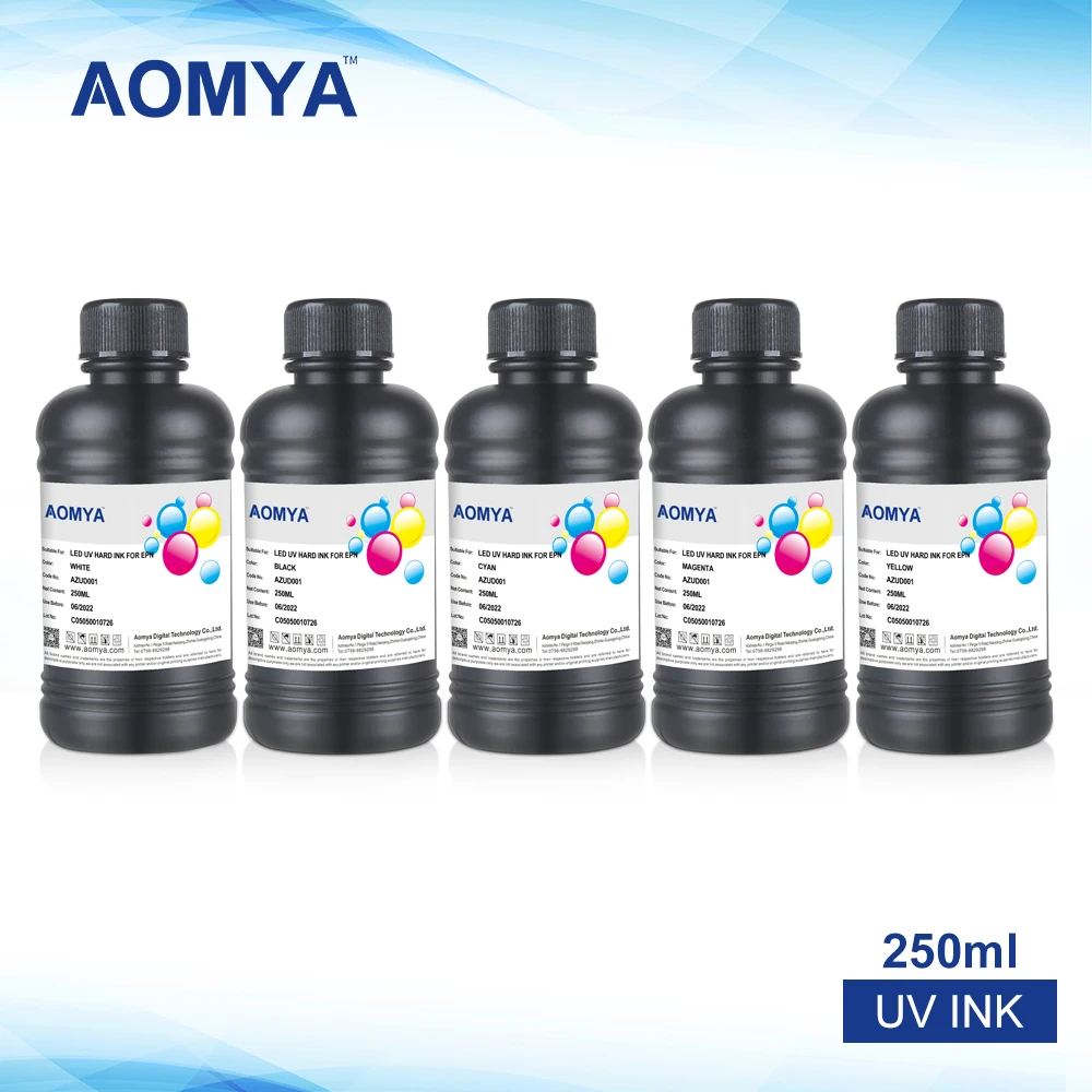 Aomya 5&times;250ML LED UV Ink For DX4 DX5 DX6 DX7 TX800 XP600 Printhead For Epson 1390 L800 L1800 L805 R1800 R1900 UV Flatbed printer