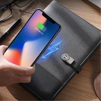 

80 Sheets Business A5 Loose Leaf Notebook Office Gifts with Wireless Charging Power Bank 8000mAh Portable 16GB Waterproof U Disk