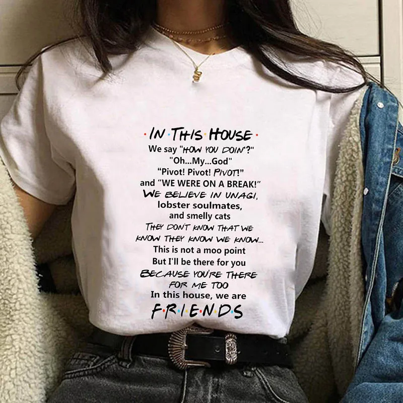 Футболка с готическим рисунком Friends Tee Harajuku женская футболка с буквенным принтом с коротким рукавом и круглым вырезом Женские топы