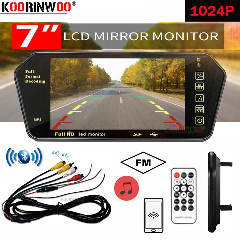 Koorinwoo Intelligente 1024*600P 7 Zoll TFT LCD Auto Spiegel monitor rückansicht MP5 SD/USB Bluetooth FM Bildschirm Für parkplatz kamera Koorinwoo Intelligente 1024*600P 7 Zoll TFT LCD Auto Spiegel monitor rückansicht MP5 SD/USB Bluetooth FM Bildschirm Für parkplatz kamera