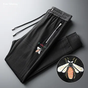 

High Quality Mens Jogger Pants Bee Embroidery Drawstring Sports Pants Fashion Side Stripe Designer Joggers Men Casual Trousers