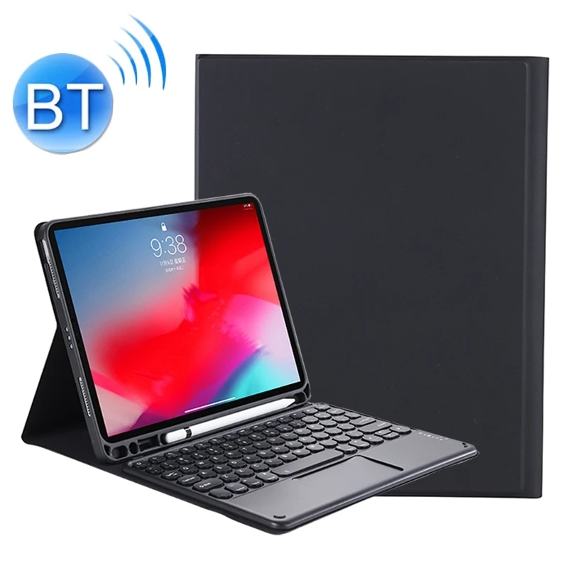 

For iPad Pro 11 (2021) Detachable Candy Color Skin Texture Round Keycap Bluetooth Keyboard Leather Case with Touch Control