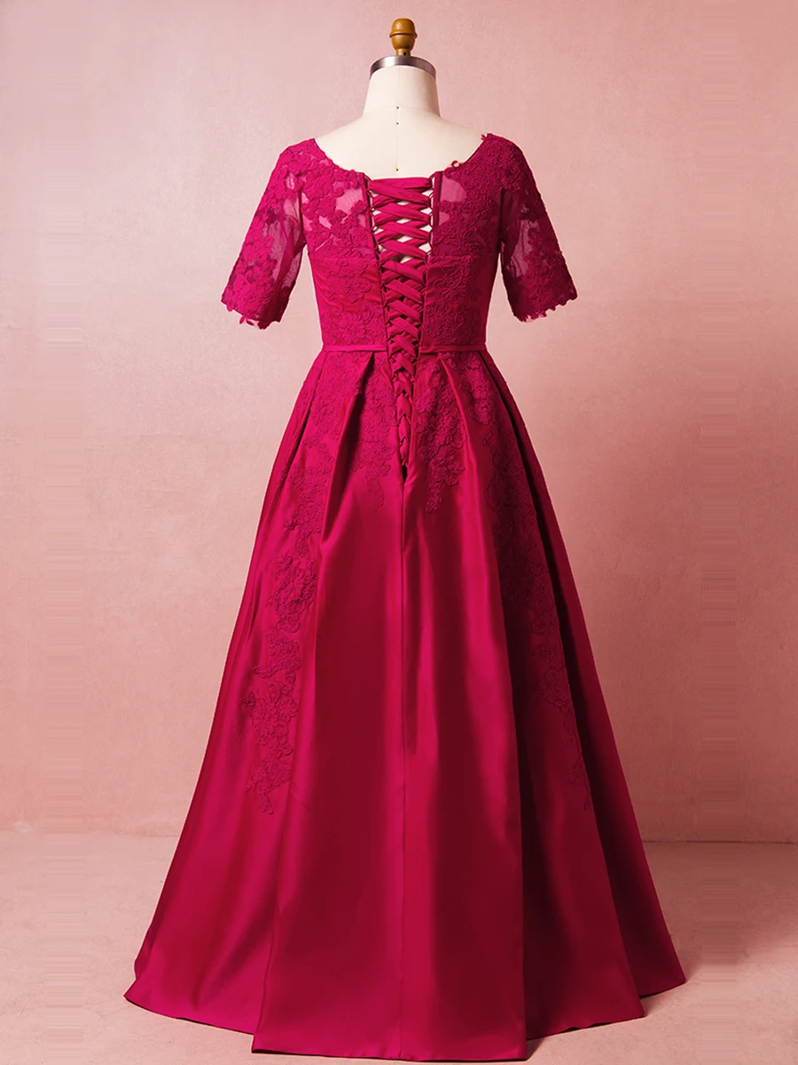 Половина рукавом вечернее платье с v-образным вырезом; Robe De Soiree T447 размера плюс кружево Длинные Для женщин Платья для вечеринок бордовый элегантное вечернее платье