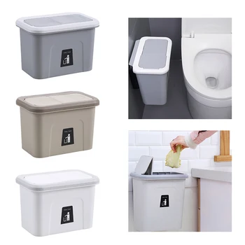 

Wall Mounted Folding Waste Bin Kitchen Cabinet Door Hanging Trash Bin Car Garbage Trash Can For Bathroom Toilet Waste Storage