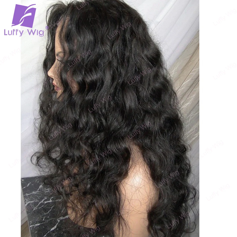 Human hair wig lace front wigs 13x6 Lace Front Wig Human Hair Wavy Brazilian Remy Hair Wigs Pre Plucked 200 Density Hd Transparent Lace For Black Women Luffy