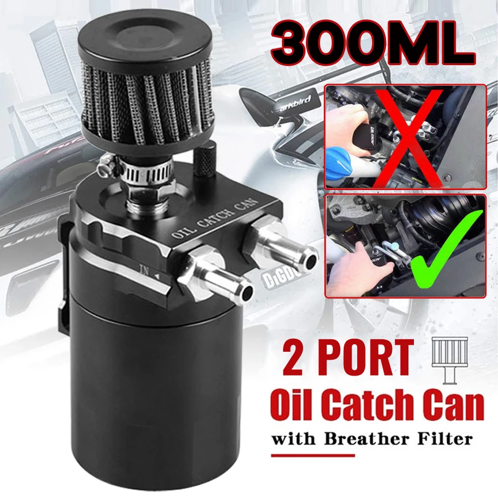 300ml Universal Oil Catch Can Breather Baffled Petrol Filter Kit Diesel
