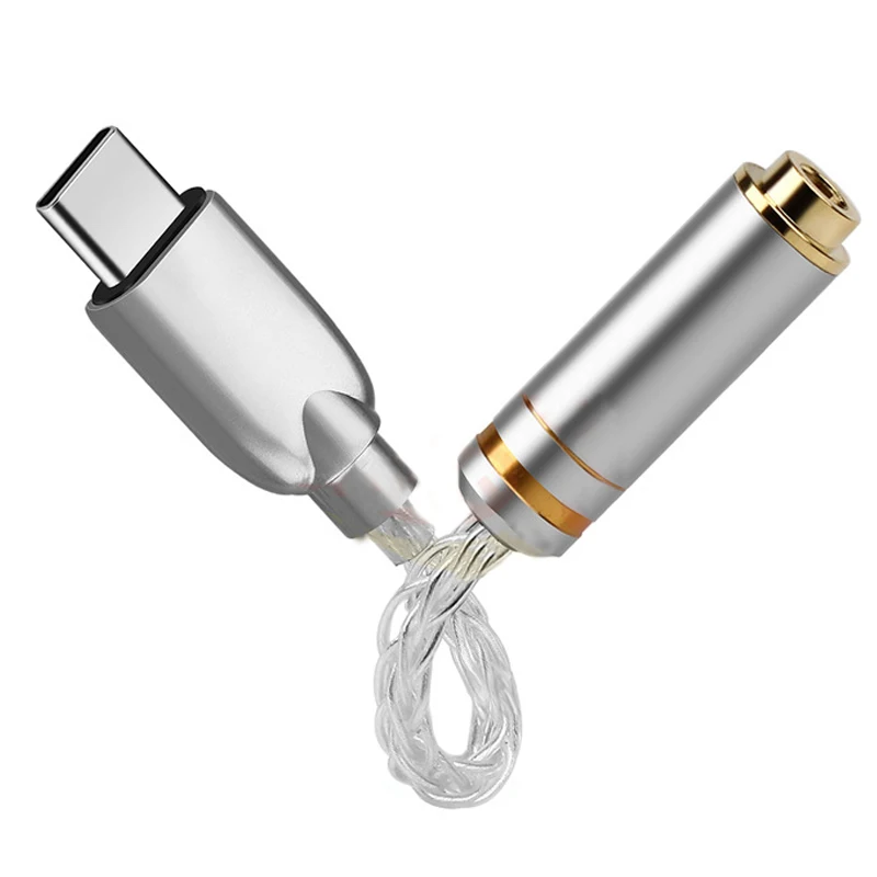 Hifi Type C Mini Jack 3 5mm Headphone Adapter Silver Headphone Cable o Connectors 3 5mm Female USB C Converter